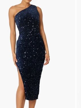 Kiki One Shoulder Sequin Midi Dress